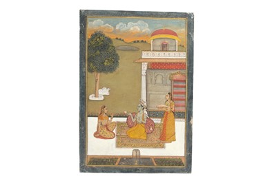 Lot 271 - KRISHNA WITH RADHA AND AN ATTENDANT AT SUNSET