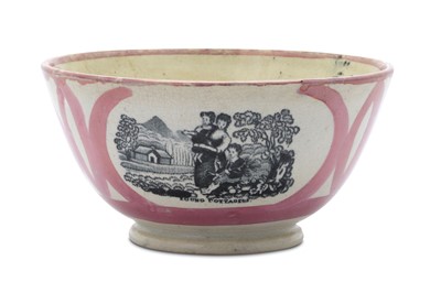 Lot 76 - A PINK LUSTREWARE COMMEMORATIVE BOWL WITH LORD...