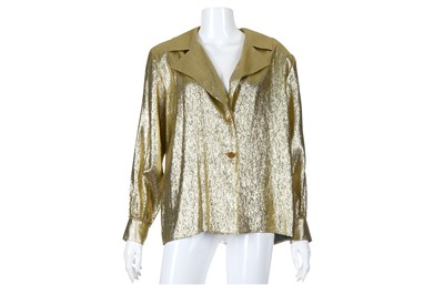 Lot 120 - Yves Saint Laurent Rive Gauche Gold Metallic Silk Shirt - Size 40
