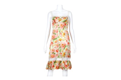 Lot 36 - Christian Dior Boutique Floral Silk Bustier Dress - size 42