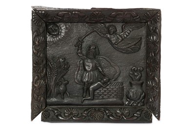 Lot 290 - A 17TH CENTURY OAK RELIEF DEPICTING ABRAHAM...