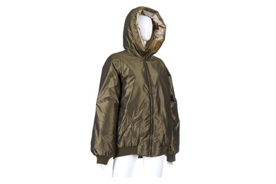 Lot 10 - Hermes Iridescent Khaki Puffer Jacket - size 40