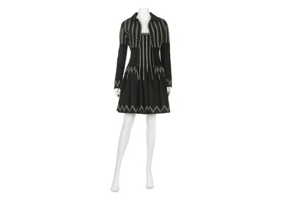 Lot 142 - Alaia Black and White Velveteen Ensemble - size 44