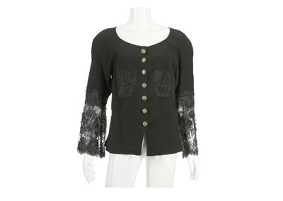 Lot 136 - Christian Lacroix Black Lace Trim Jacket - size 42