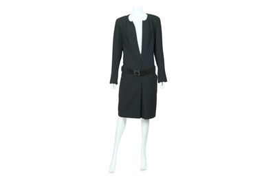 Lot 98 - Chanel Black Wool Dress Coat - size 44
