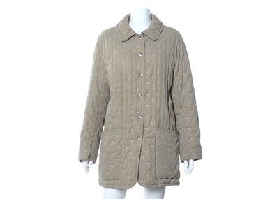 Lot 11 - Hermes Taupe Quilted Jacket - size 40