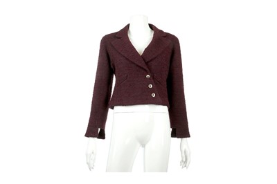 Lot 43 - Chanel Deep Purple Cropped Jacket - size 38
