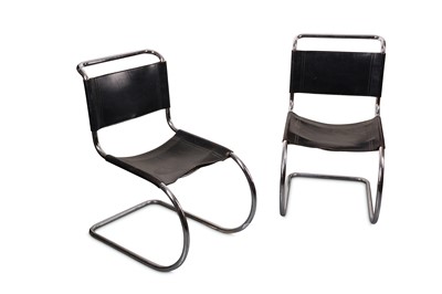 Lot 152 - After Miles Van Der Rohe, a set of four cantilever chairs