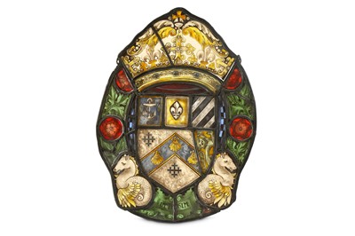Lot 77 - A 19th Century Continental heraldic stained...