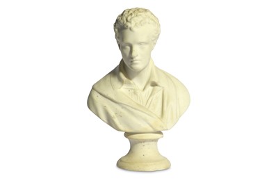 Lot 21 - A WHITE BISQUE PORCELAIN BUST OF BYRON England,...