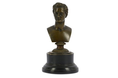 Lot 18 - AN EARLY VICTORIAN BRONZE BUST OF LORD BYRON...