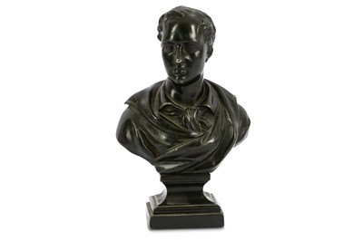 Lot 14 - A PATINATED SPELTER BUST OF LORD BYRON England,...