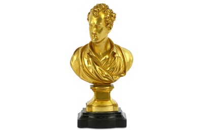 Lot 78 - A GILT BRONZE BUST OF LORD BYRON IN GREEK...