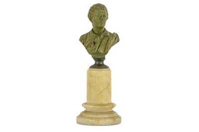 Lot 11 - A WHITE METAL BUST OF LORD BYRON England,...