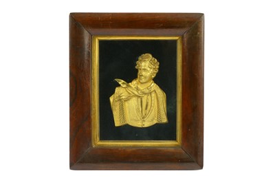 Lot 44 - A GILT BRONZE RELIEF PLAQUE OF BYRON European,...