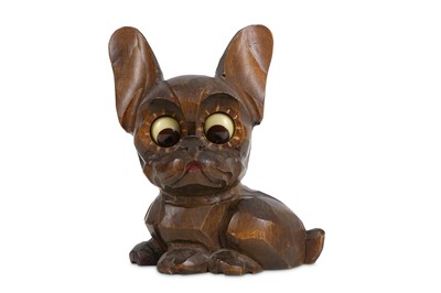 Lot 229 - A 1930'S GERMAN CARVED WOOD DOG CLOCK WITH...