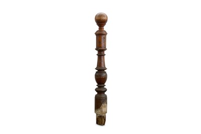 Lot 306 - AN 18TH / 19TH CENTURY FRENCH FRUITWOOD NEWEL...