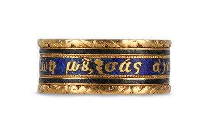 Lot 54 - A COMMEMORATIVE ENAMEL AND GOLD LOVE TOKEN...