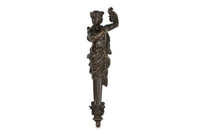 Lot 249 - A LATE 17TH / EARLY 18TH CENTURY ITALIAN BRONZE CARYATID FIGURE OF MERCURY