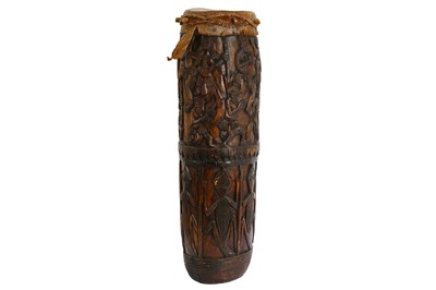 Lot 301 - A BAMILEKE CEREMONIAL DRUM, CAMEROON Of an...