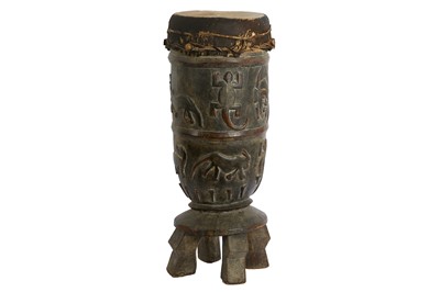 Lot 306 - A SENUFO CEREMONIAL DRUM, IVORY COAST  The...