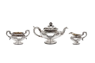 Lot 487 - A William IV Scottish sterling silver three-piece tea service, Edinburgh 1831 by James McKay