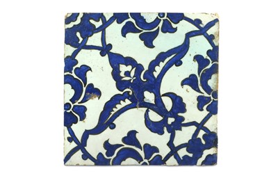 Lot 291 - A BLUE AND WHITE 'DOME OF THE ROCK' POTTERY TILE