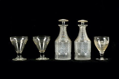 Lot 92A - A pair of late Georgian hobnail cut glass...