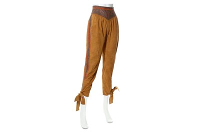 Lot 22 - Roberto Cavalli Brown Suede Cropped Trousers - size XS