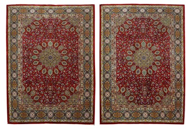 Lot 44 - A PAIR OF VERY FINE PART SILK TABRIZ RUGS,...