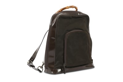 Lot 267 - Gucci Brown Nylon Bamboo Backpack