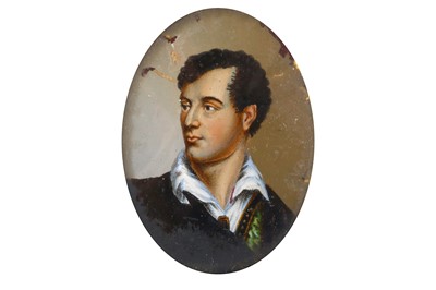 Lot 85 - A PORTRAIT MINIATURE OF LORD BYRON IN GREEK...