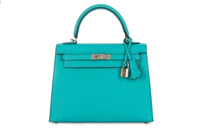 Lot 294 - Hermes Blue Paon Epsom Kelly Sellier 25