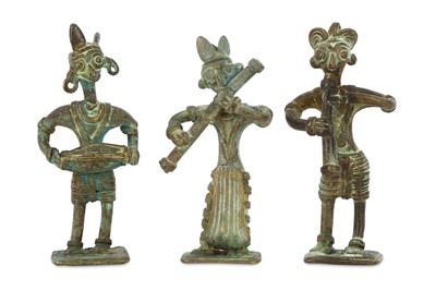 Lot 302 - THREE BRONZE DOGON FIGURES, MALI Three...