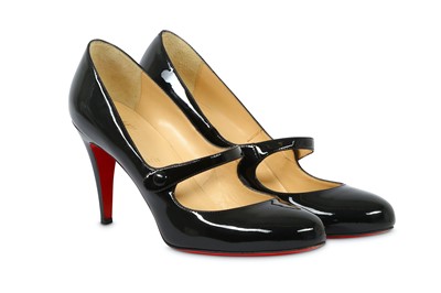 Lot 430 - Christian Louboutin Black Patent Leather Charleen Heels - EU 41