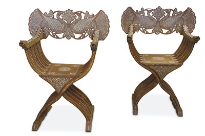 Lot 239 - A PAIR OF EARLY 20TH CENTURY MUGHAL MAHOGANY...