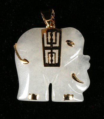 Lot 268 - Chinese jade pendant, study of an elephant...