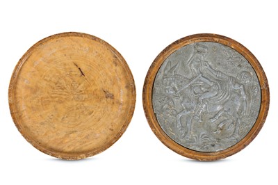 Lot 205 - A 19TH CENTURY EROTIC MEDALLION IN BURR MAPLE...