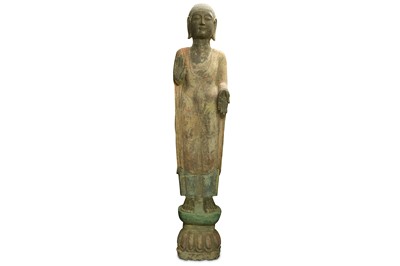 Lot 623 - A LARGE CHINESE STONE FIGURE OF A BUDDHA.