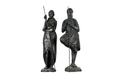 Lot 295 - A LARGE PAIR OF LIMITED EDITION RESIN FIGURES...