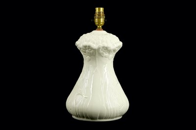 Lot 82 - A modern Beleek, Ireland table lamp, the cream...