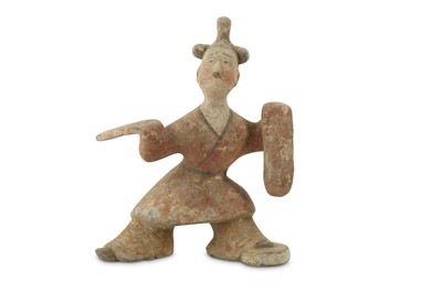 Lot 476 - A CHINESE POTTERY FIGURE OF A DANCER.
