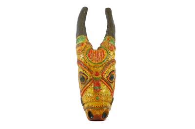 Lot 56 - A WALL HANGING DEPICTING THE HINDU GOD NANDI...