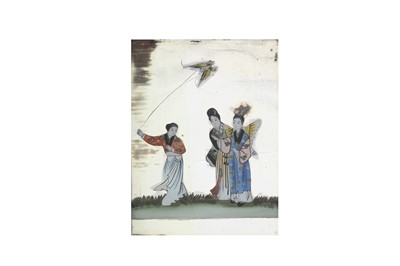 Lot 425 - A CHINESE REVERSE GLASS PAINTING