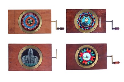Lot 337 - A GROUP OF FOUR MAHOGANY HAND PAINTED...