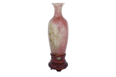 Lot 65 - A CHINESE PEACH BLOSSOM-GLAZED VASE.