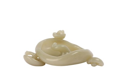 Lot 618 - A CHINESE PALE CELADON JADE 'MUSHROOM' GROUP.