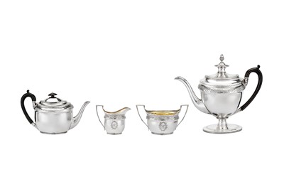 Lot 499 - A George III sterling silver four-piece tea and coffee service, London 1800 by John Emes (this mark reg. 10th Jan 1798)