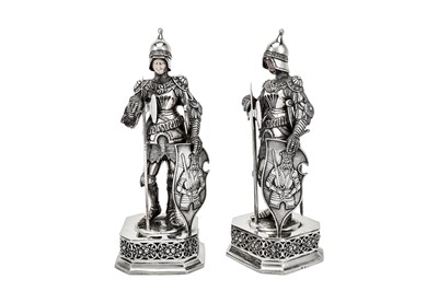 Lot 249 - A pair of early 20th century German 935 standard silver and ivory figural ornaments, import marks for London 1927 by T C & Son Ltd, probably Thomas Callow & Son’s