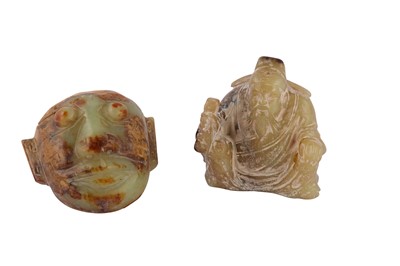 Lot 654 - TWO CHINESE PALE CELADON JADE CARVINGS.